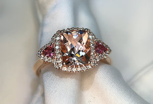 Morganite, Tourmaline and Diamond Dress Ring